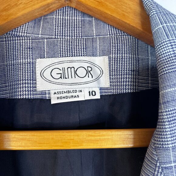 Gilmor Plaid Blazer VTG Single Breasted Suit Jacket Office Work Wear Size 10 - Picture 6 of 8